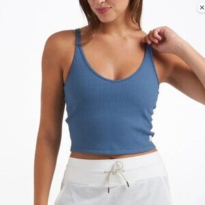 Vuori Rib Crop Tank in Pool Blue (discontinued) size Small
